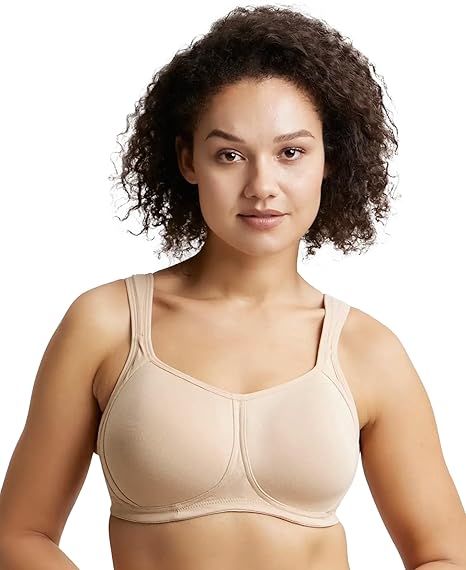 Jockey FE78 Women’s Wirefree Padded Cotton Bra – Full Coverage with Broad Cushioned Straps